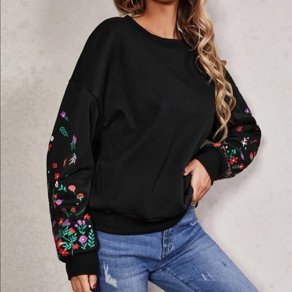 Drop Shoulder Floral Print Sweatshirt - Picture 5 of 5